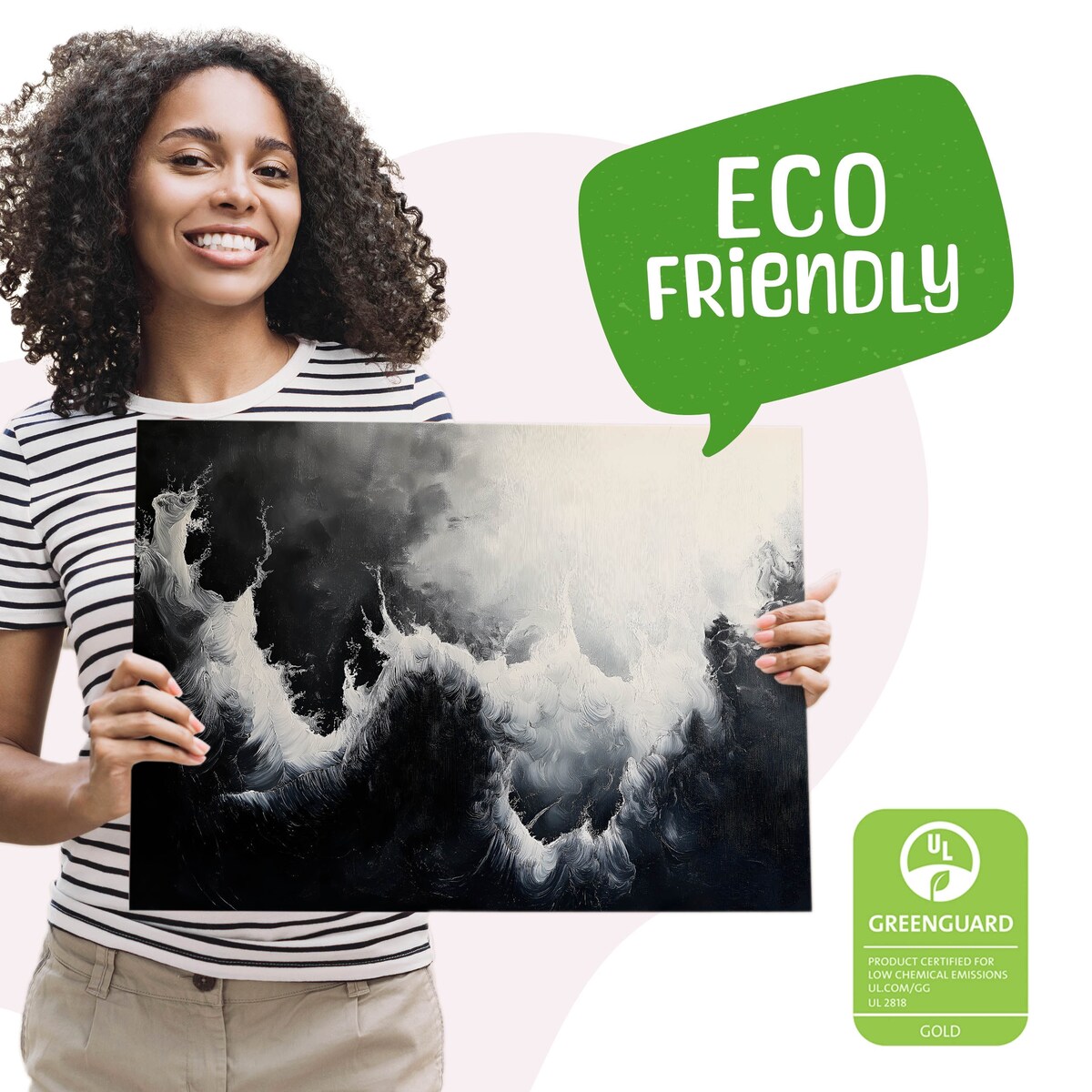 Obraz Canvas Do Salonu Czarno-Biała Abstrakcja Imitacja Farby 70x50cm