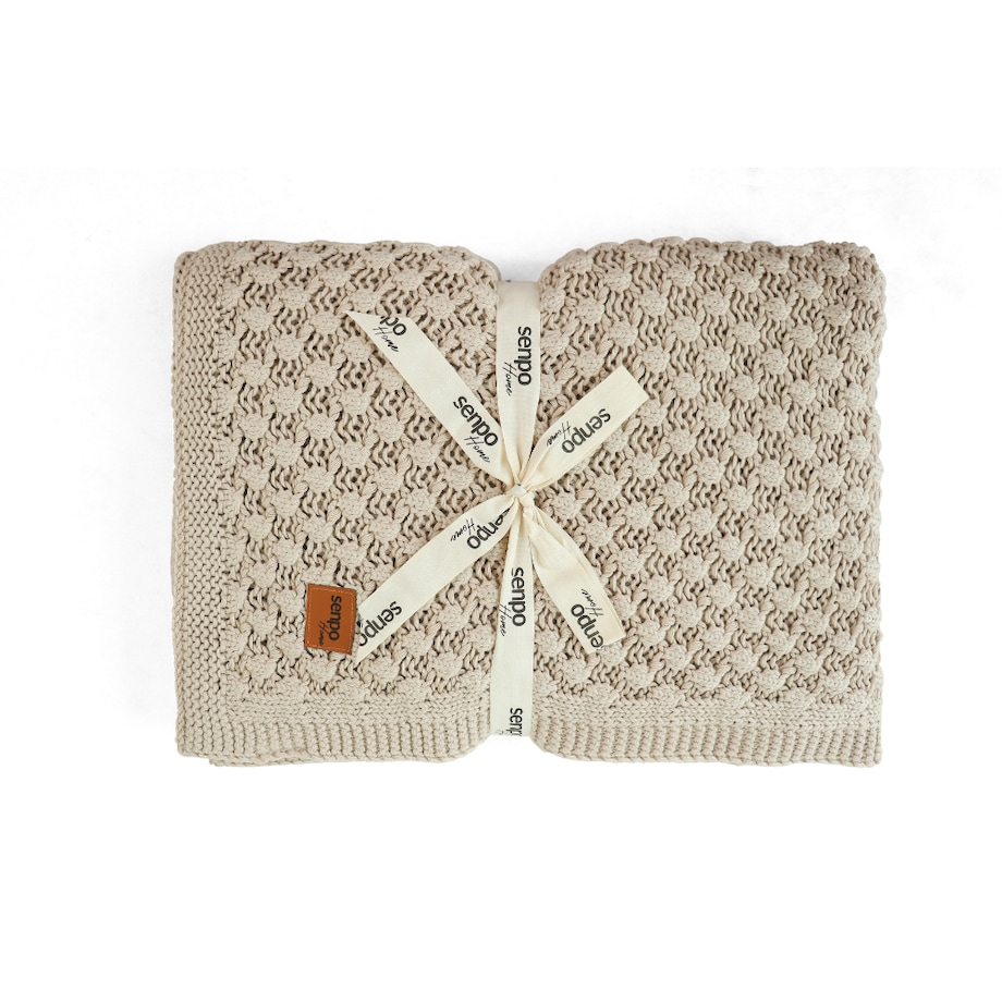 Koc dzianinowy Senpo Beżowy