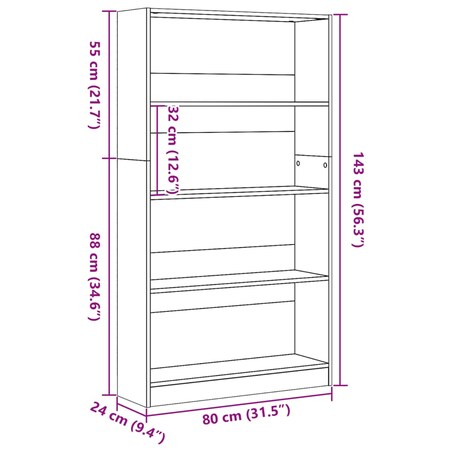 vidaXL Regał, biały, 80x24x143 cm, materiał drewnopochodny