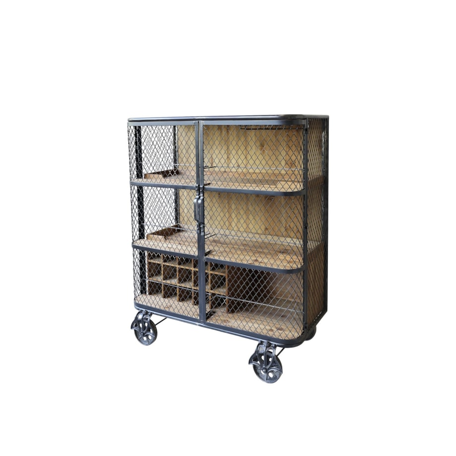 Komoda barowa na kółkach z siatką 94,5 cm