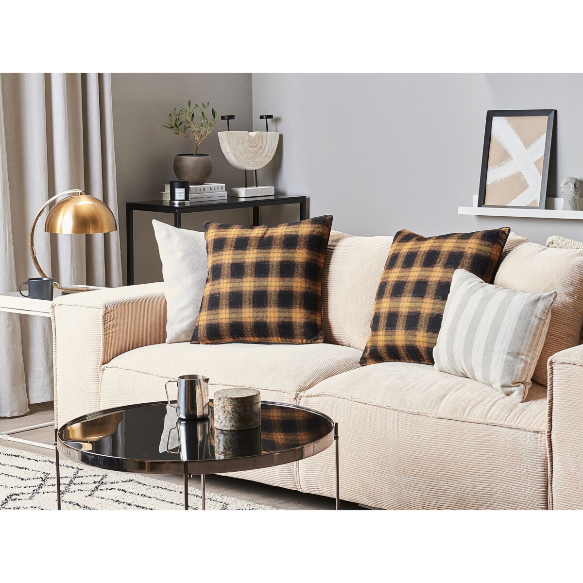 2 poduszki dekoracyjne w kratę 45 x 45 cm wielokolorowe ACORUS