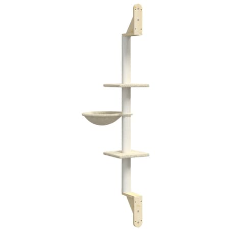 vidaXL Ścienne drzewko dla kota z drapakiem, kremowe, 142,5 cm