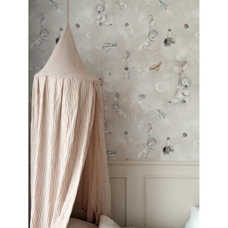 Beige Stripes – baldachim muślinowy