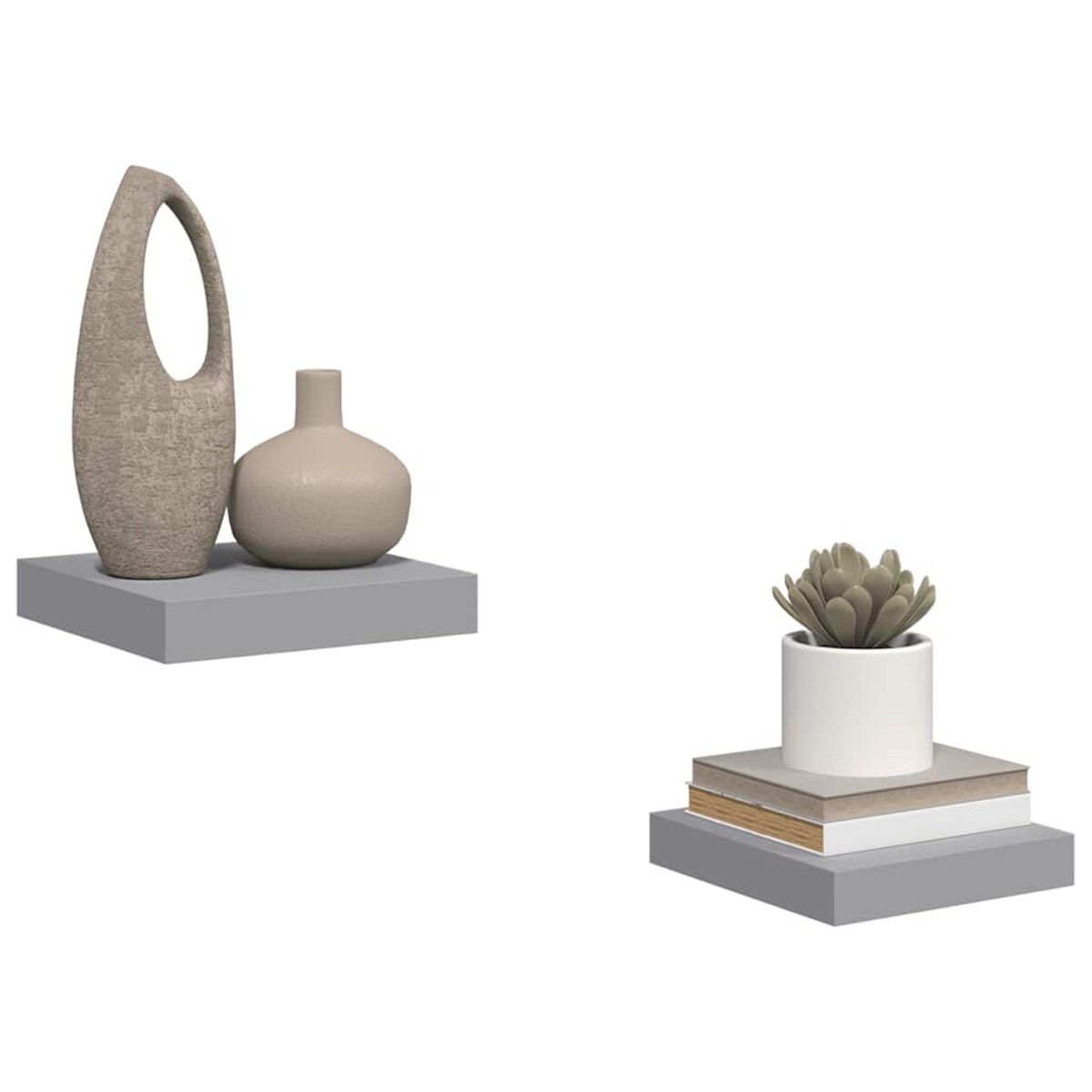 vidaXL Półki ścienne, 2 szt., szare, 23 x 23,5 x 3,8 cm, MDF