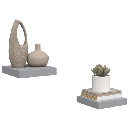 vidaXL Półki ścienne, 2 szt., szare, 23 x 23,5 x 3,8 cm, MDF