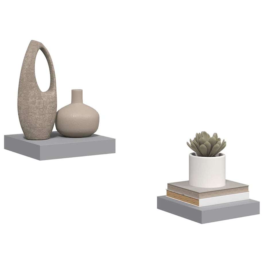 vidaXL Półki ścienne, 2 szt., szare, 23 x 23,5 x 3,8 cm, MDF
