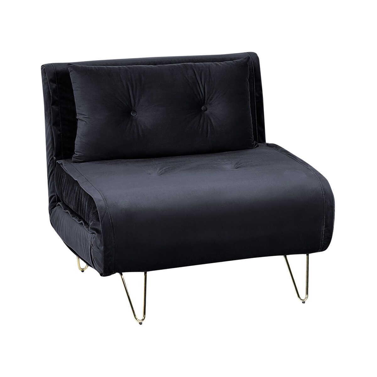 Sofa welurowa rozkładana czarna VESTFOLD