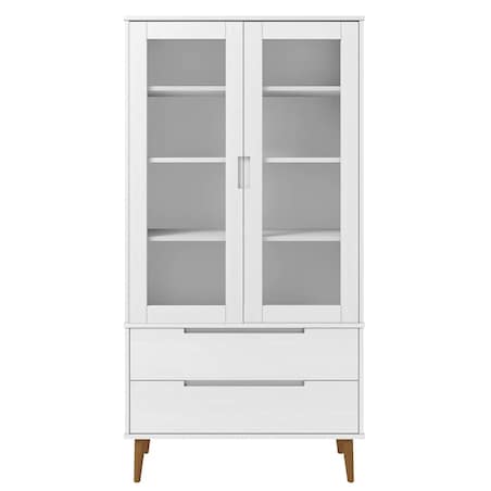 vidaXL Witryna z szufladami MOLDE, biała, 90x35x175 cm, lita sosna