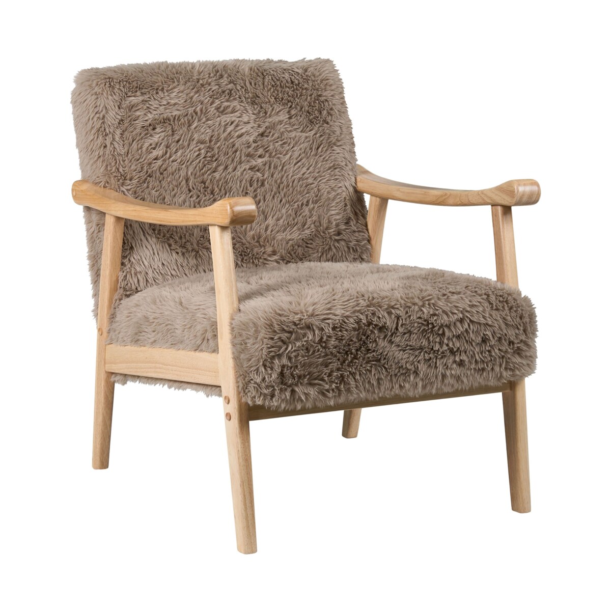 Fotel LEKNES Sztuczne futro Beżowoszary