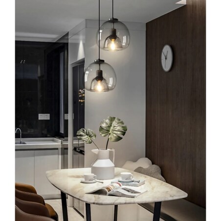 Lampa Wisząca Sufitowa Żyrandol E27 Szklana Szara