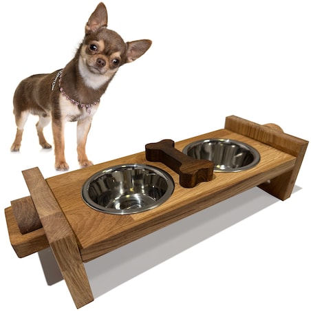 Miska dla psa na stojaku drewnianym M