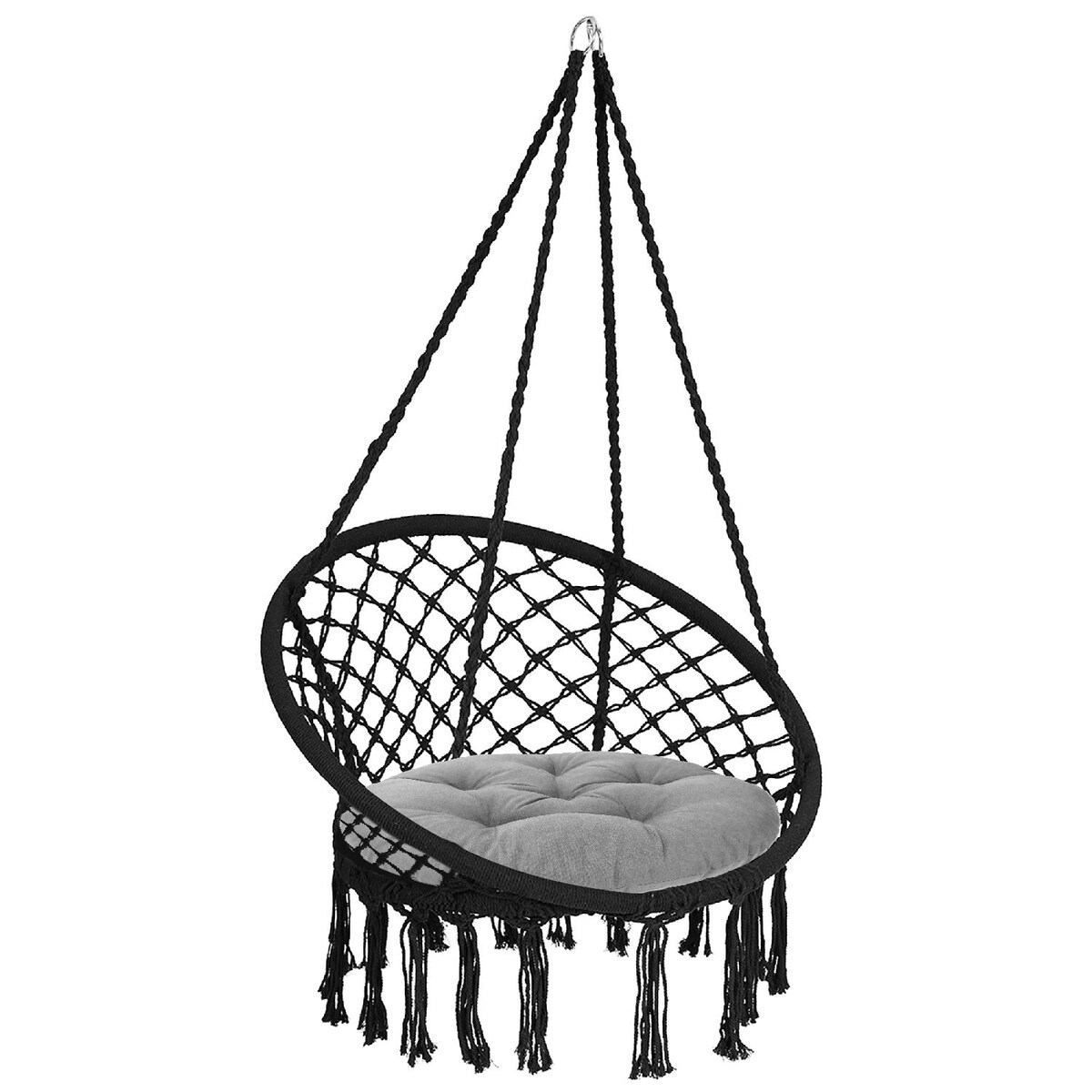 Fotel wiszący boho z poduszką black 490129A