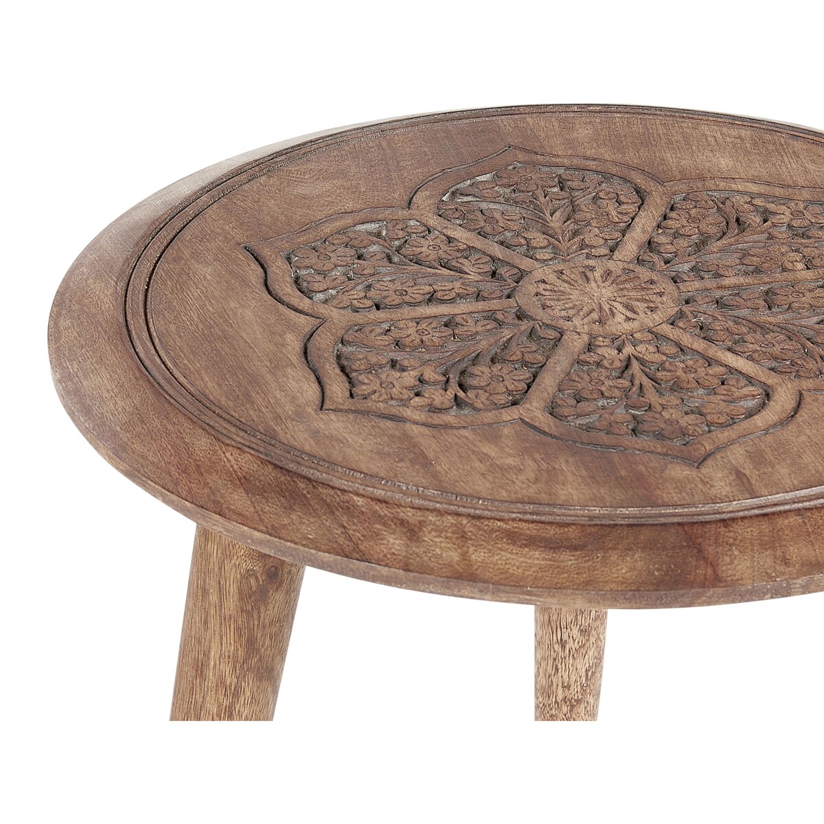 Zestaw 2 stolików pomocniczych z drewna mango ciemny TURUA