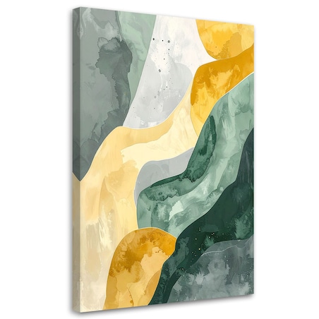 Obraz do salonu sypialni biura kuchni hotelu spa, Abstrakcja Pastelowa zielony żółty 60x90 cm