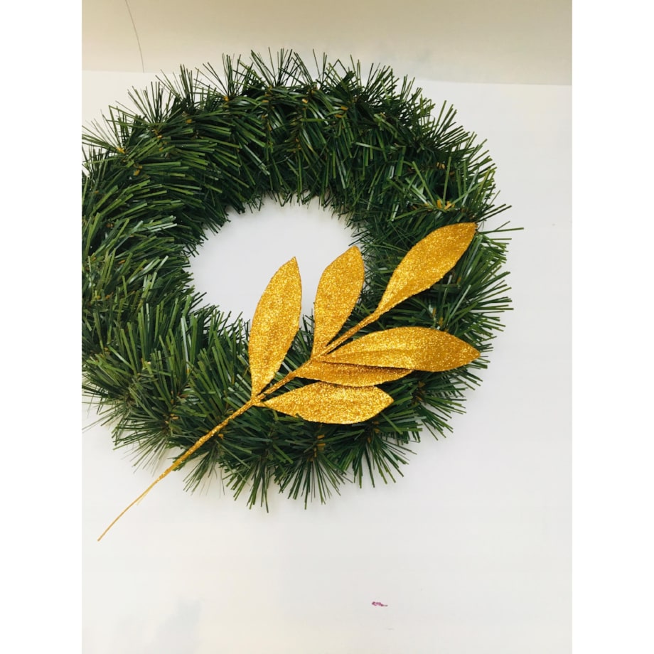 LIŚĆ SZTUCZNY brokatowy złoty GAŁĄZKA do dekorowania stroika święta choinka