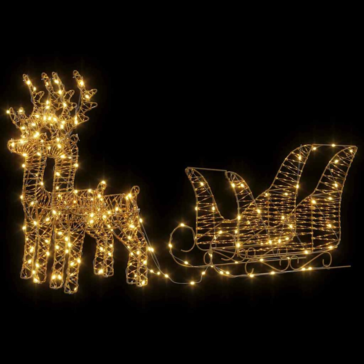 vidaXL Renifer ciągnący sanie Ciepła biel 30 x 12 x 55 cm PET