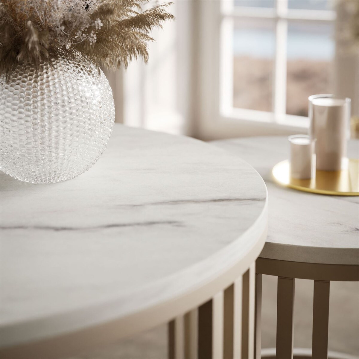 Stolik kawowy LORI 2w1 KASZMIR MAT, blat Marmur Levanto