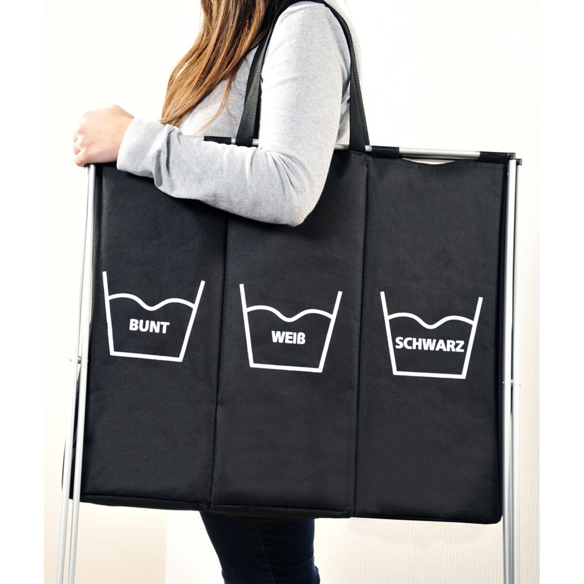 Kosz na pranie z przegródkami, pojemnik materiałowy