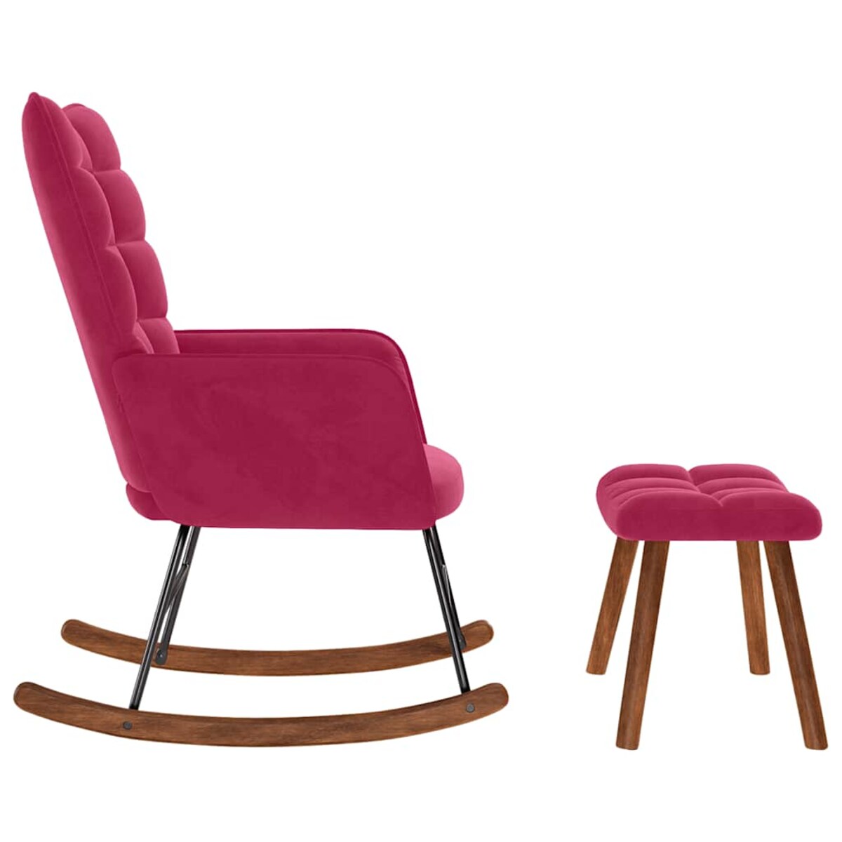 vidaXL Fotel bujany ze stołkiem w kolorze czerwonego wina aksamitu
