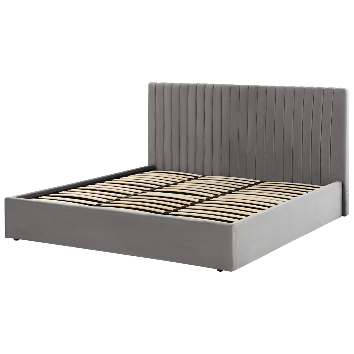 Łóżko z pojemnikiem welurowe 180 x 200 cm szare VION