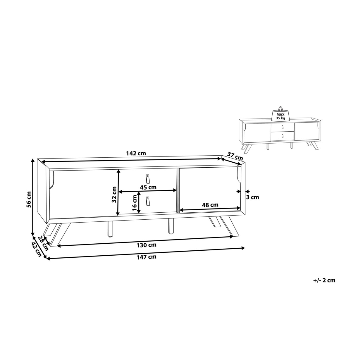 Szafka RTV jasne drewno z białym ACTON