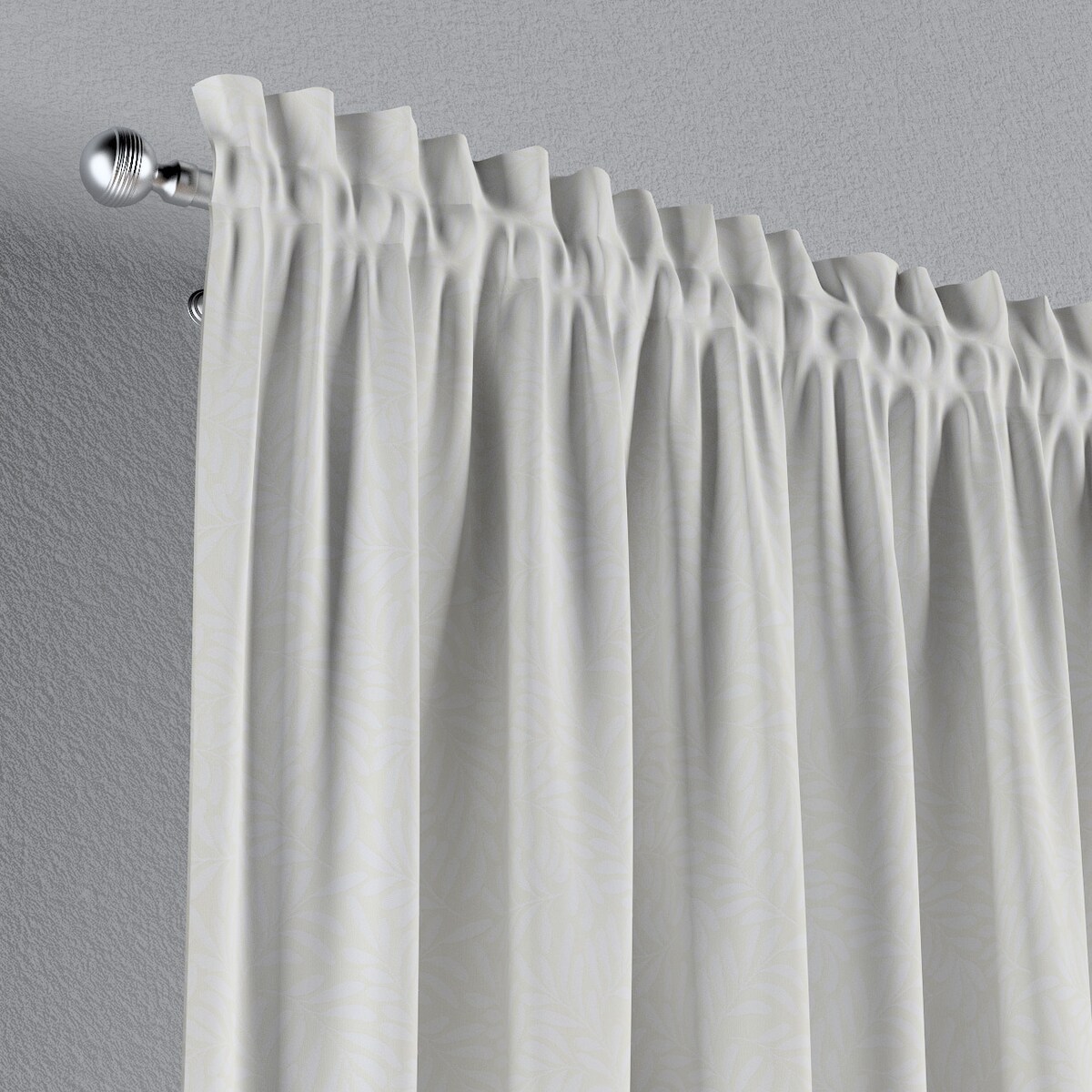 Zasłona na kanale z grzywką 1 szt. 130x260 śmietankowa biel, listki