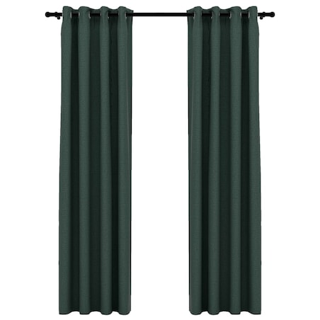 vidaXL Zasłony stylizowane na lniane, 2 szt., zielone, 140x225 cm
