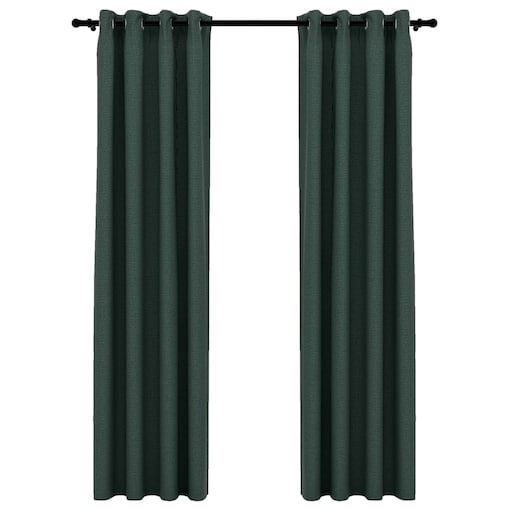 vidaXL Zasłony stylizowane na lniane, 2 szt., zielone, 140x225 cm