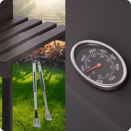 Grill węglowy ogrodowy komin żeliwny ruszt + pokrowiec Berdsen