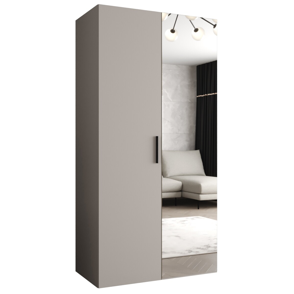 Szafa uchylna otwierana BARI 2 100 wys. 202 cm Kaszmir + u. Czarny