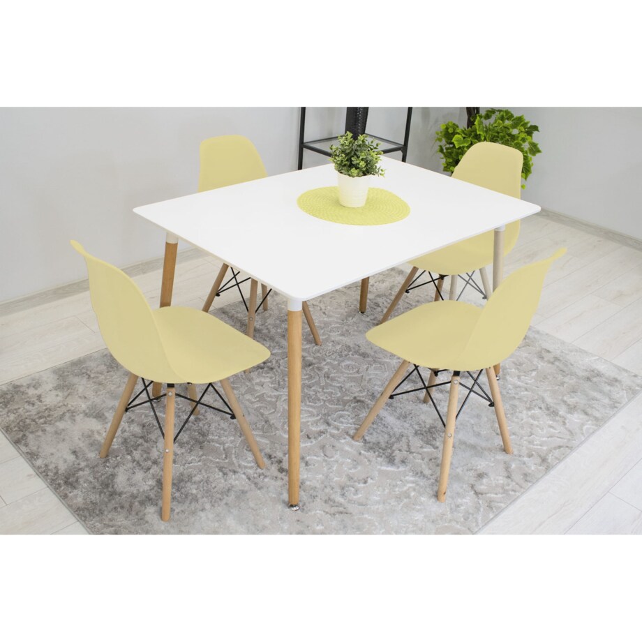 Krzesło Do Jadalni Kuchni Salonu Osaka Kremowe / Nogi Naturalne