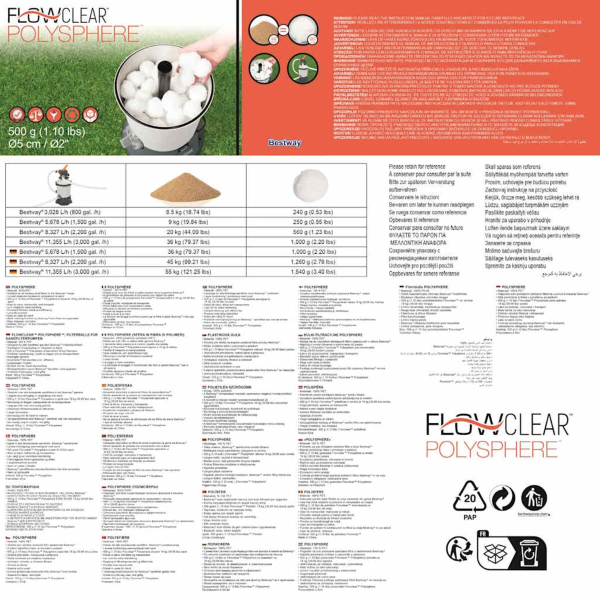 Bestway Kulki filtracyjne Flowclear, 500 g, 58475