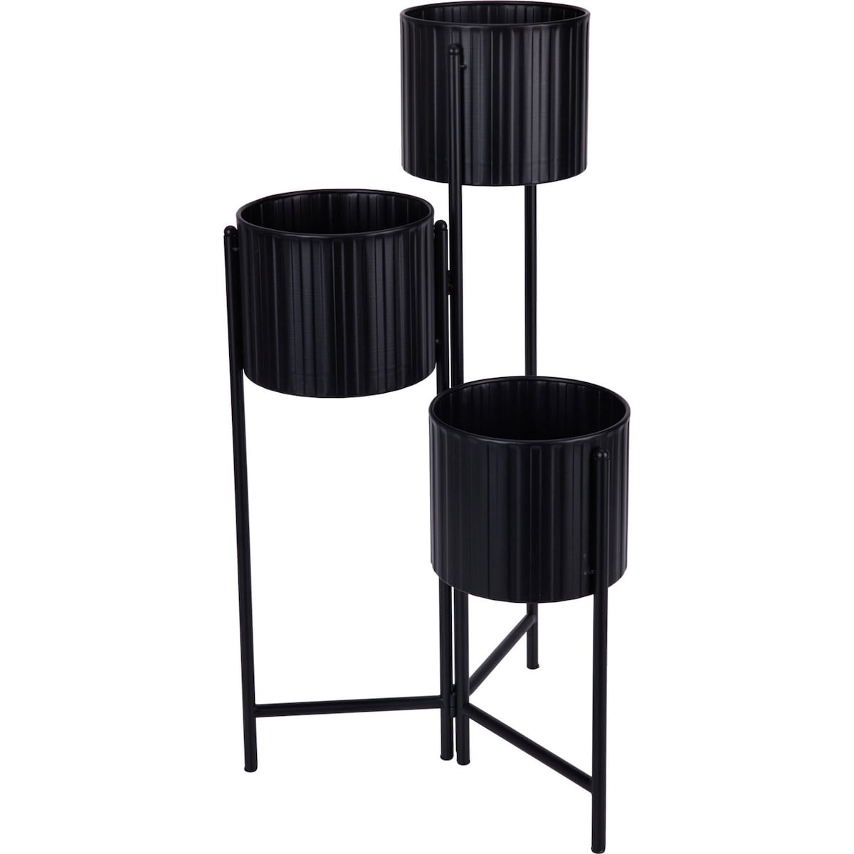 Kwietnik metalowy loftowy z 3 osłonkami 68x29x39 cm NARDO czarny