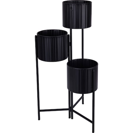 Kwietnik metalowy loftowy z 3 osłonkami 68x29x39 cm NARDO czarny