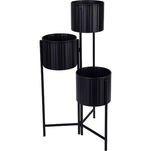 Kwietnik metalowy loftowy z 3 osłonkami 68x29x39 cm NARDO czarny