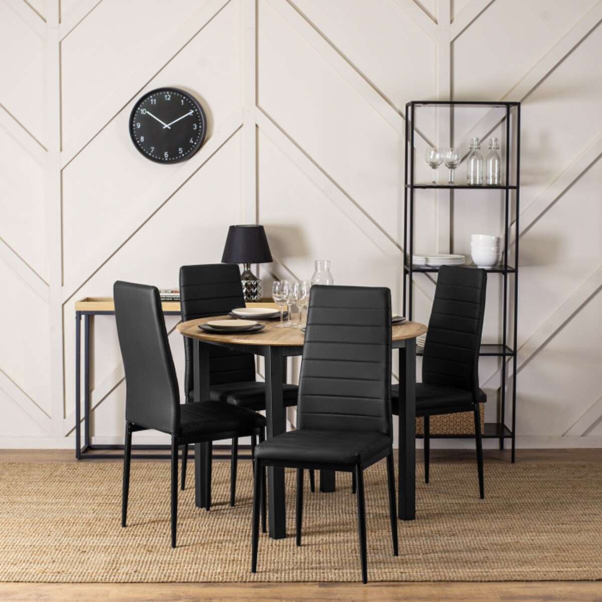 Krzesło Tapicerowane Pikowane Do Jadalni Kuchni Loft Czarne NARIS