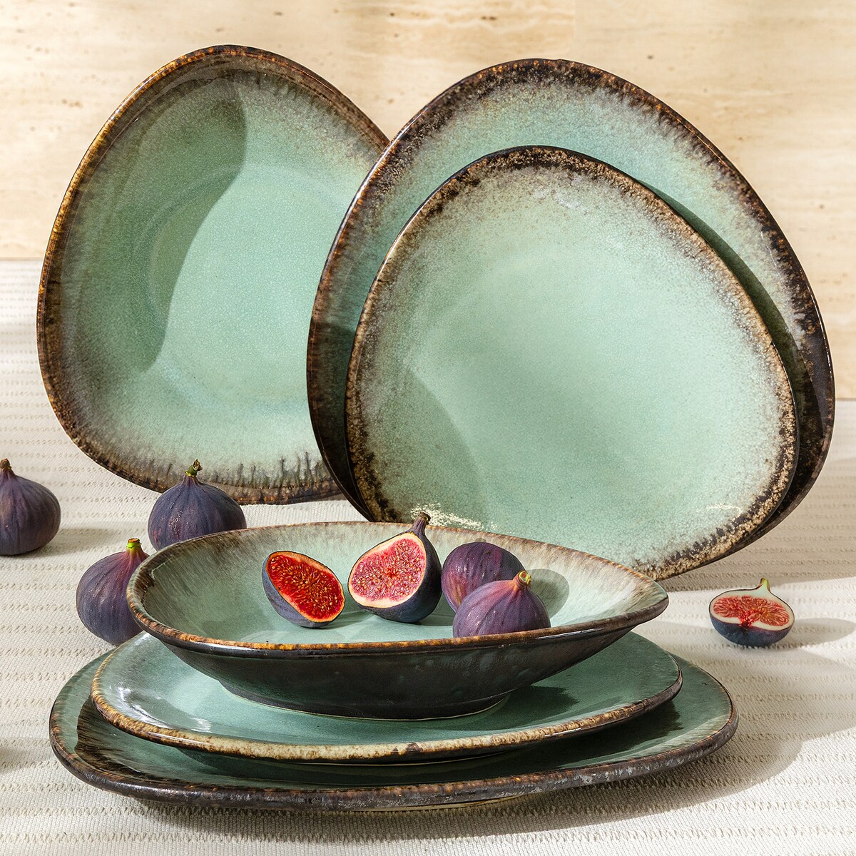 Konsimo PRIMA Zestaw obiadowy 2os. (6 el.), szałwiowy