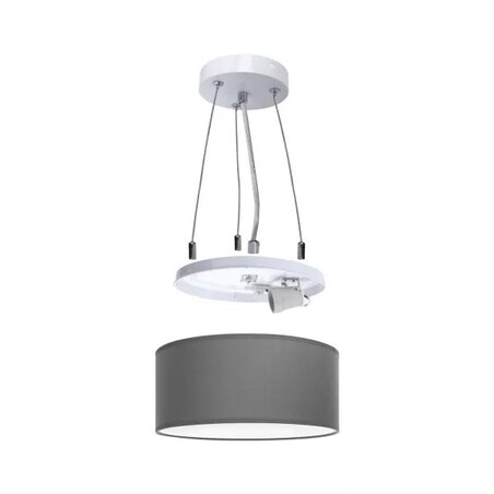 lampa wisząca abażur z tkaniny szara okragła e27