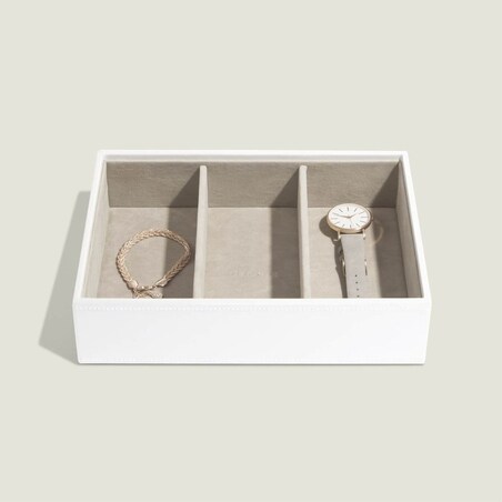 Szkatułka na biżuterię Stackers 3 komorowa classic biało-beżowa