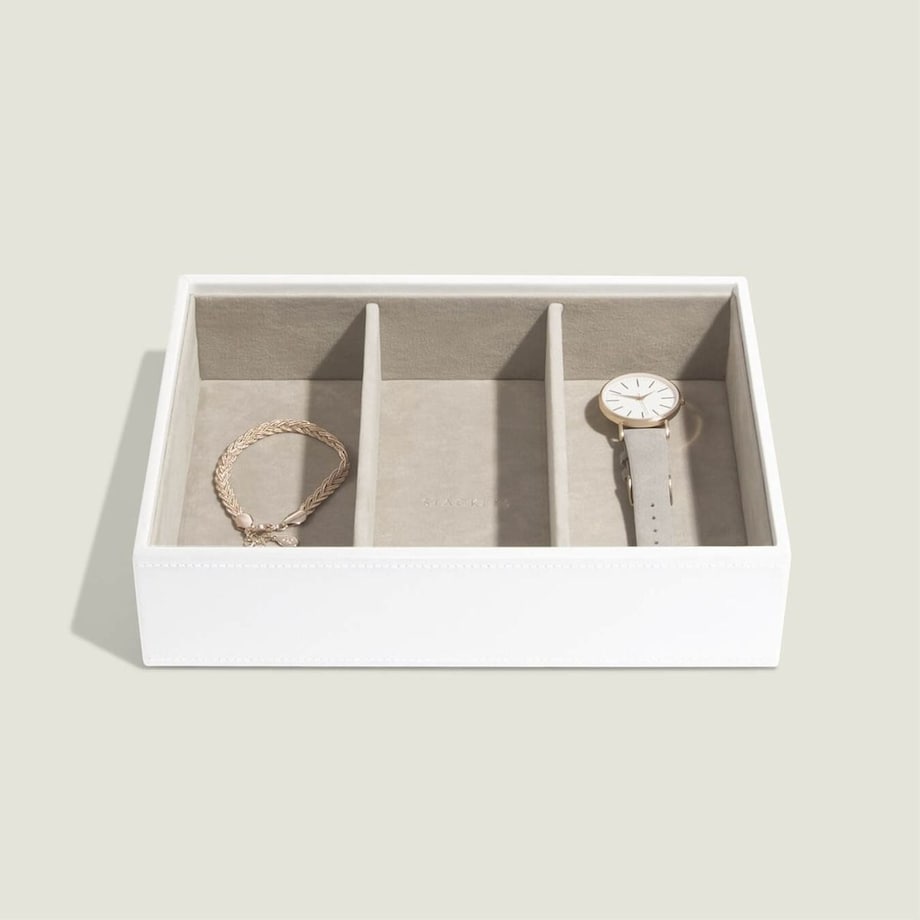 Szkatułka na biżuterię Stackers 3 komorowa classic biało-beżowa