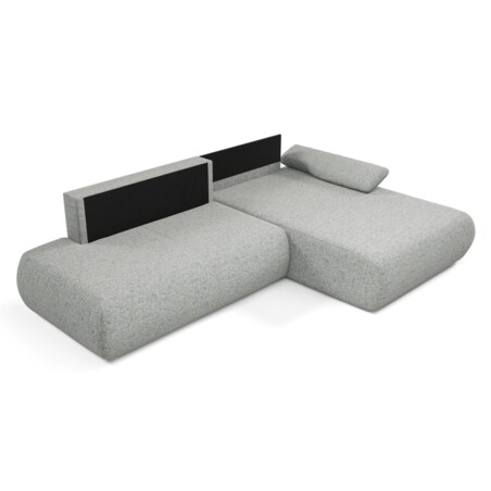 Narożnik rozkładany PENTI z pojemnikiem na pościel, prawy, szary