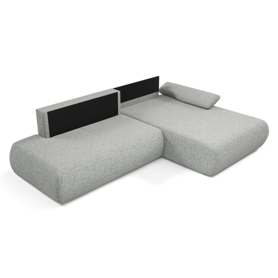 Narożnik rozkładany PENTI z pojemnikiem na pościel, prawy, szary