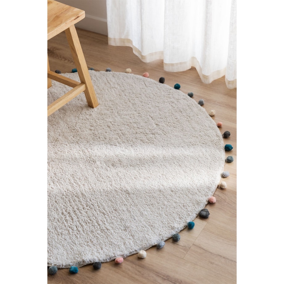 Dywan bawełniany okrągły z pomponami Ø126 cm