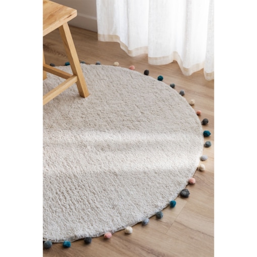 Dywan bawełniany okrągły z pomponami Ø126 cm