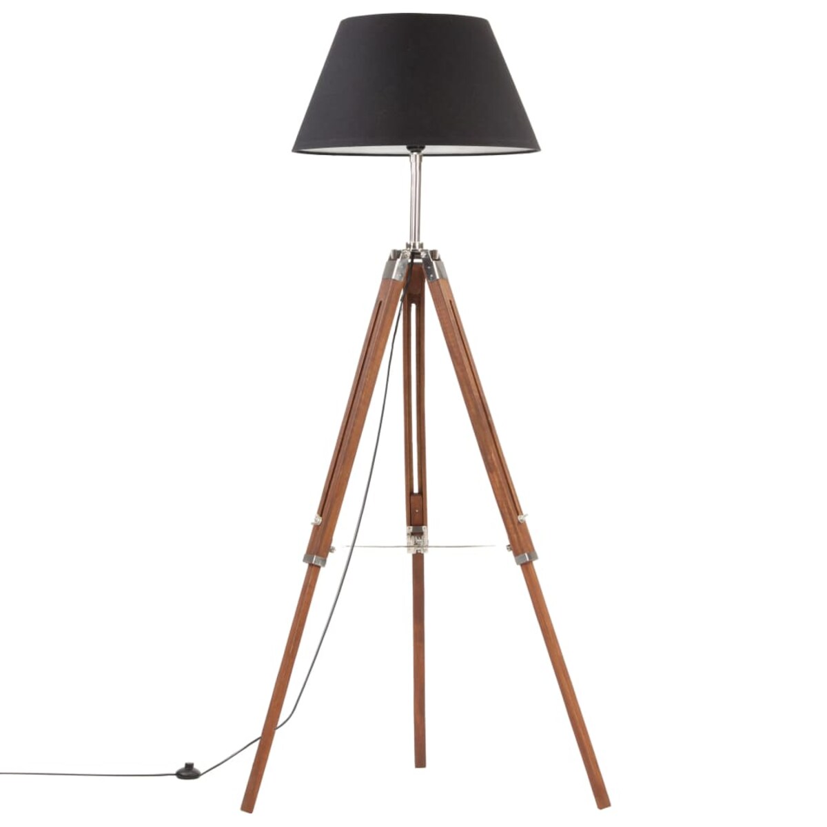 vidaXL Lampa podłogowa na trójnogu, brązowo-czarna, tek, 141 cm