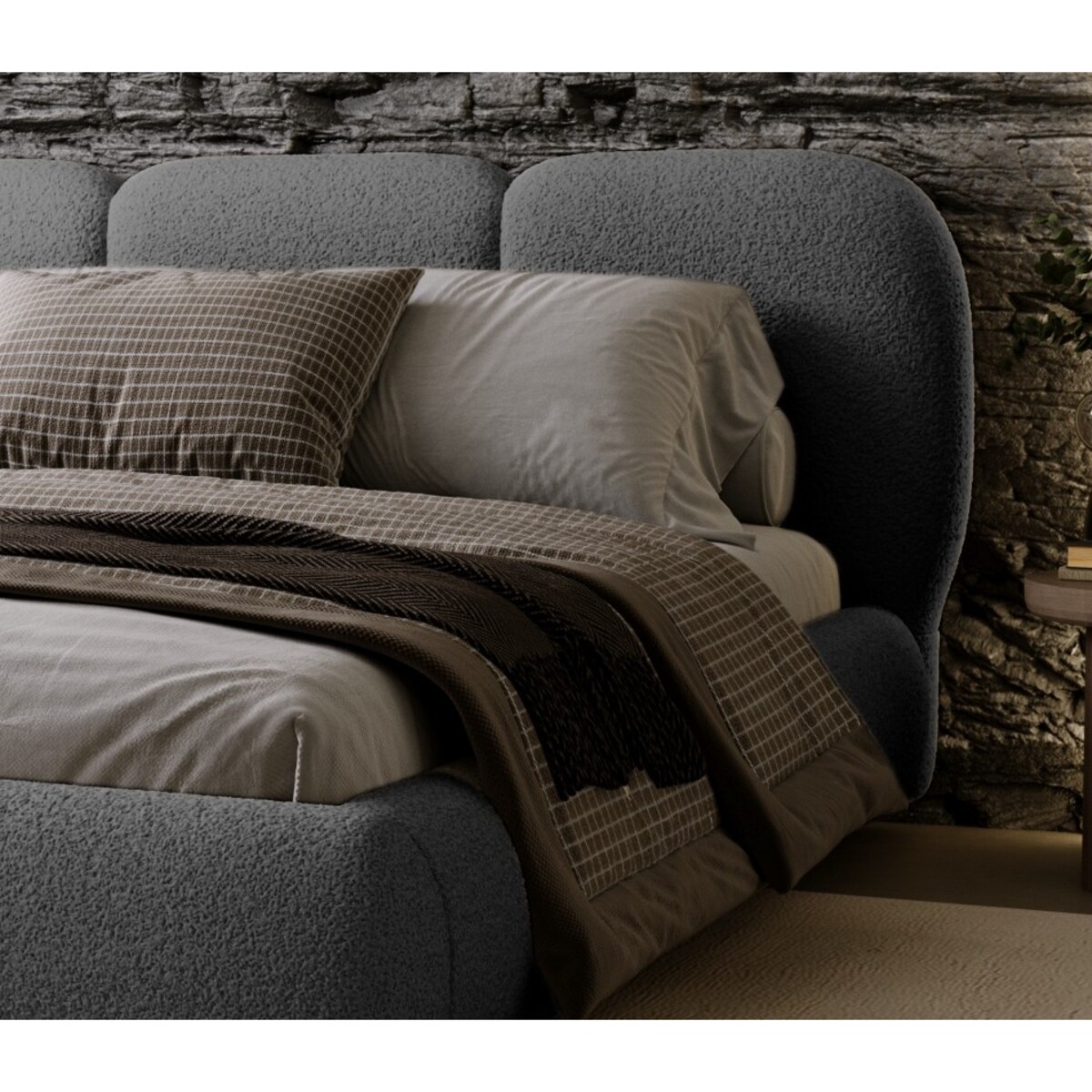 Łóżko tapicerowane 180x200 ROZA z pojemnikiem na pościel ciemnoszare