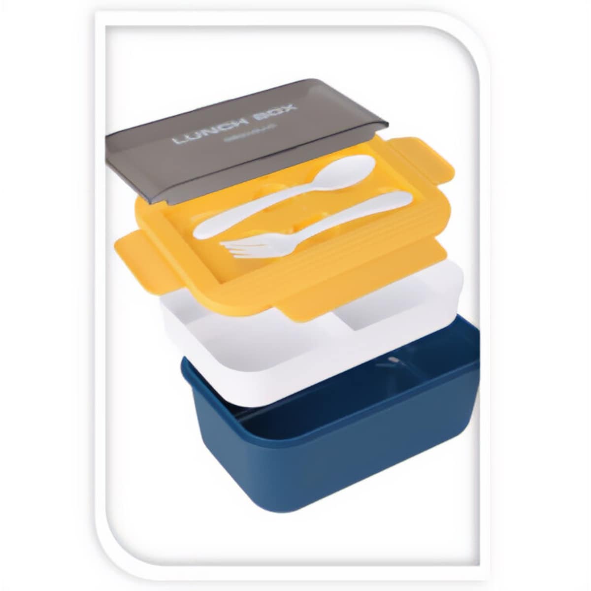 Szczelny lunchbox ze sztućcami, 21 x 14 x 7 cm