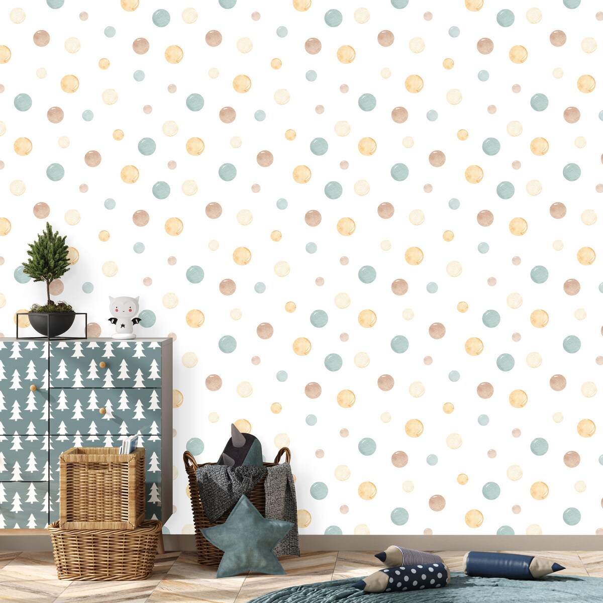 Tapeta Do Pokoju Dziecka Akwarelowe Delikatne Kropki