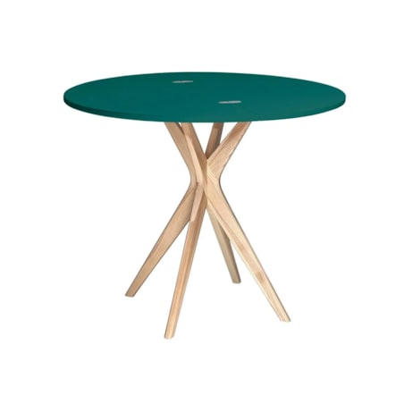 Stół półokrągły CUTTI 90x90 rozkładany zielony/jesion