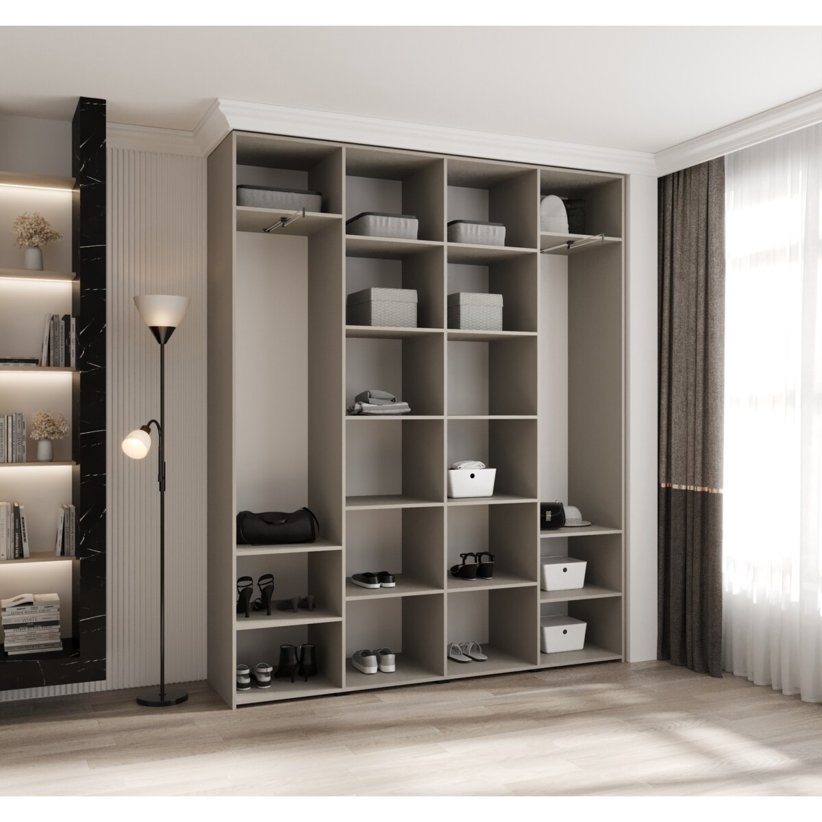 Szafa czterodrzwiowa Como 3 200 gł.40 kaszmir+czarny